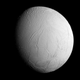 A visible light image of Enceladus taken by the Cassini spacecraft in 2015.